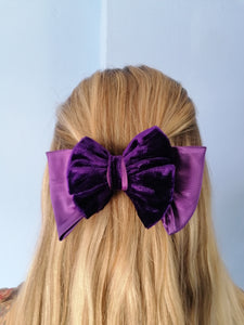 Purple Velvet & Silk 80's Hair Bow