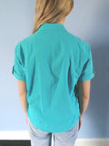Turquoise Cotton 80s Shirt