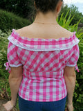 Austrian Red White Gingham Blouse Top size 8