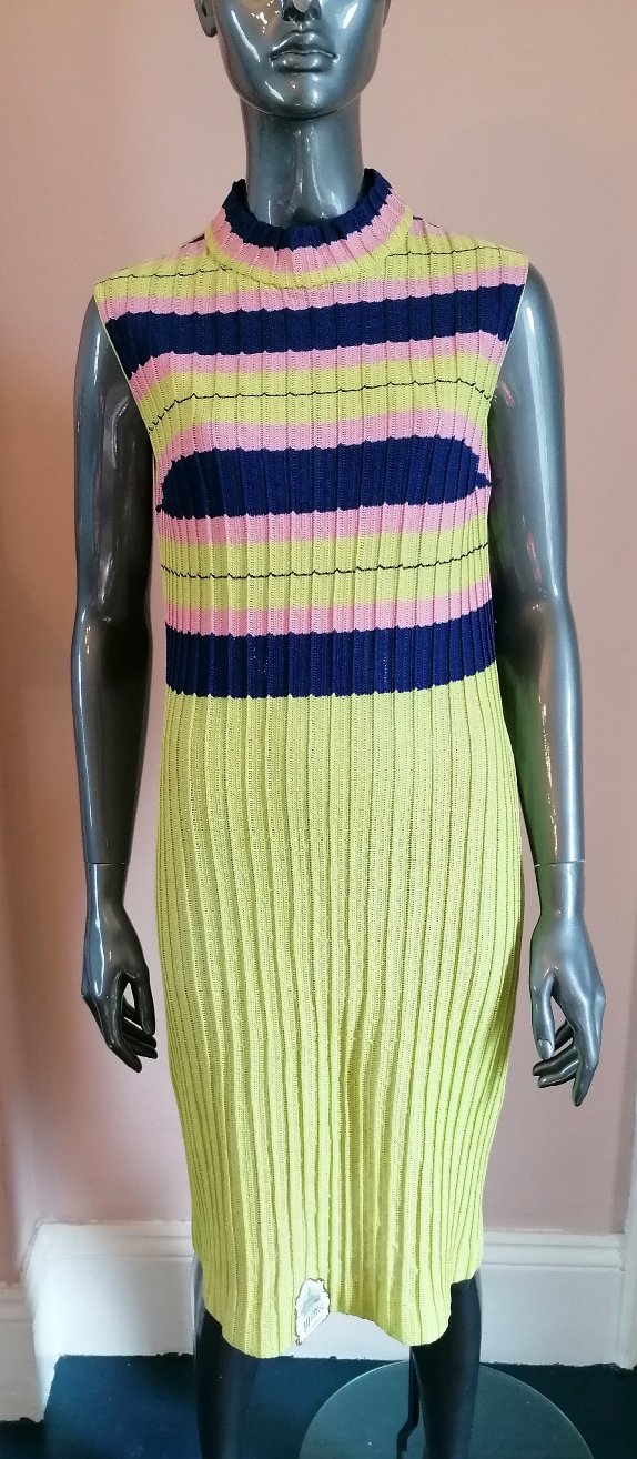 Zesty Lime Cotton Knit Stripe Dress