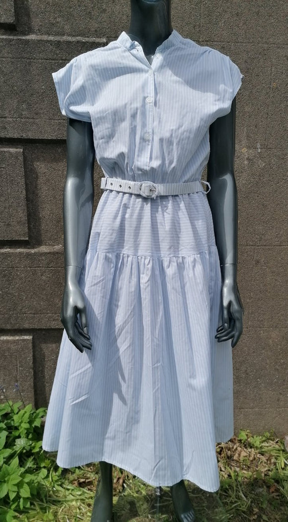 Cotton Stripe Blue & White 80's Dress