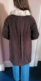 Chocolate 50's Mink collar Coat Ornate Buttons