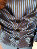 Joseph Ribkoff Satin Blue Stripe Shirt Blouse